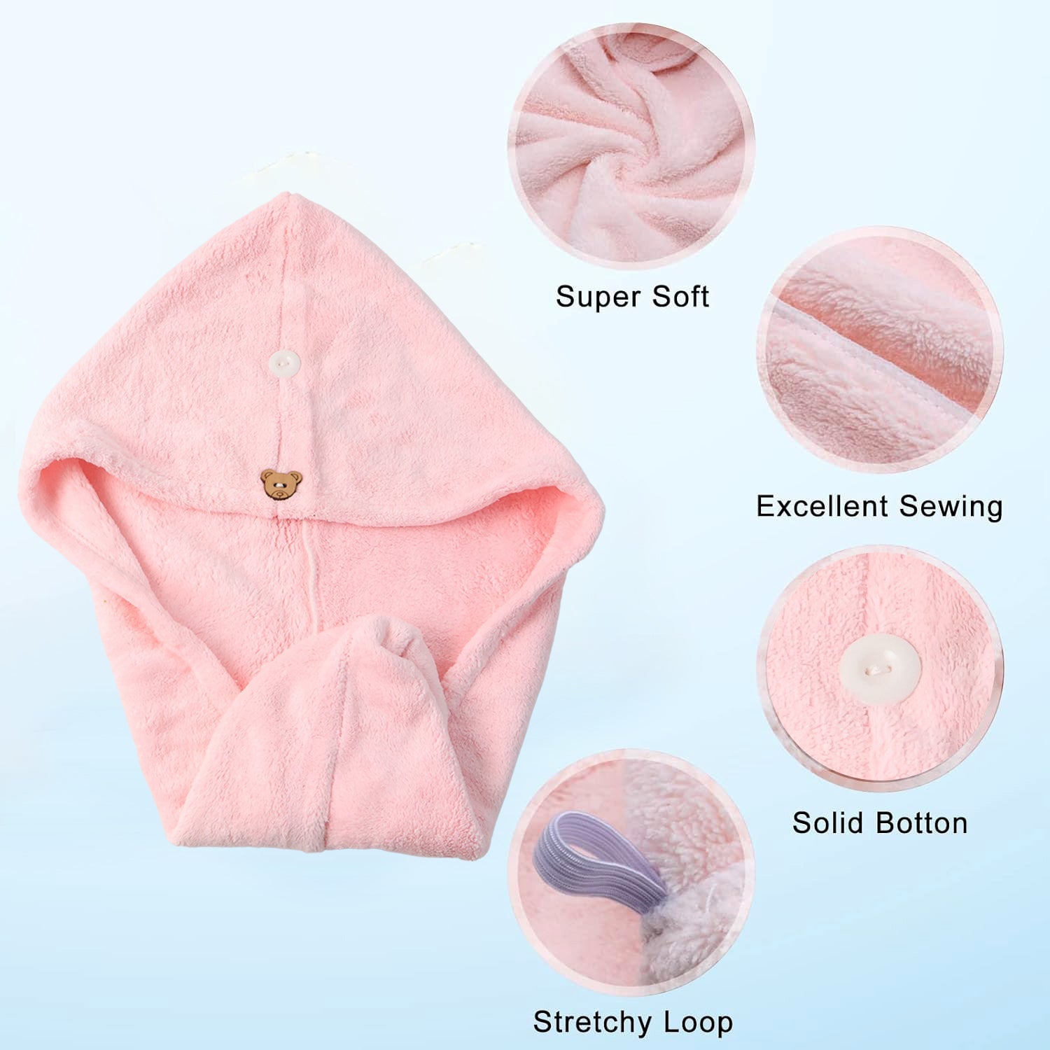 Adorable Teddy Bear Button Hair Drying Cap  Adorable Teddy Bear Button Hair Drying Cap